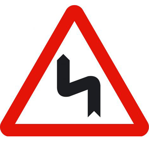 Señal vertical de advertencia de peligro por la proximidad de una sucesión de curvas hacia la izquierda