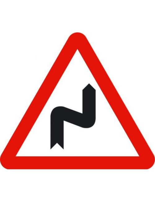 Señal vertical de advertencia de peligro por la proximidad de una sucesión de curvas peligrosas hacia la derecha
