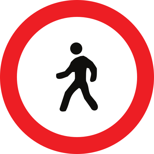 Señal vertical reglamentaria de entrada prohibida a peatones