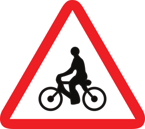 Señal vertical de advertencia de peligro por la proximidad de ciclistas